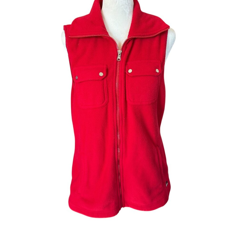Chaps Sport red sleeveless zip up fleece vest women's size medium
